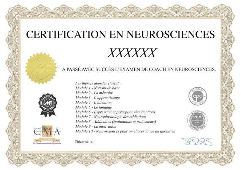 Modèle du certificat de coach en neurosciences